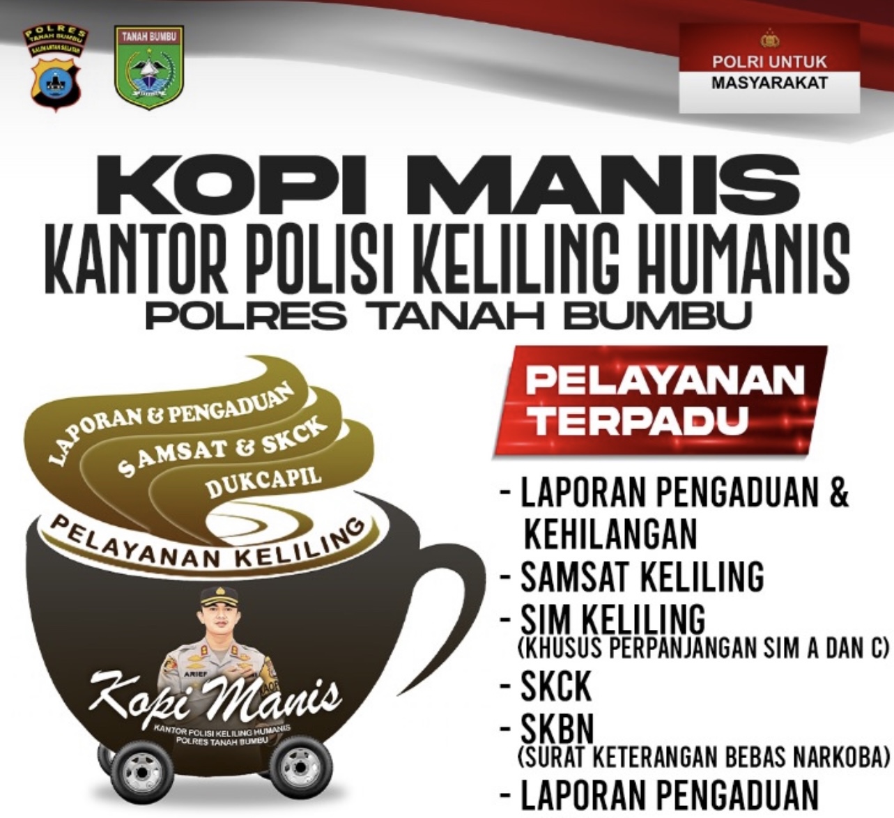 Mudah dan Dekat, Polres Tanbu Hadirkan Layanan Humanis Lewat Program “Kopi Manis”
