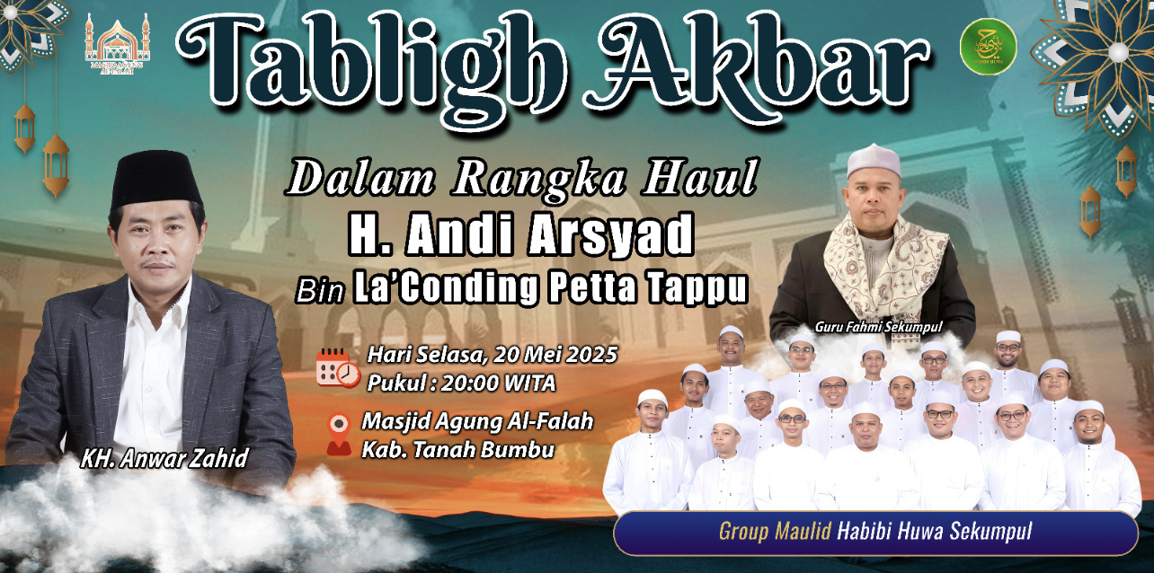Peringatan Haul H. Andi Arsyad di Masjid Agung Al-Falah, Tanah Bumbu, Dijadwalkan 20 Mei