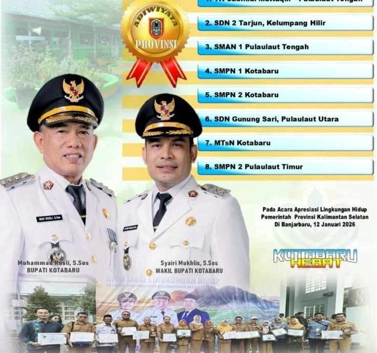 Borong Penghargaan Adiwiyata 2025, Kotabaru Terbanyak Terima Apresiasi Lingkungan se-Kalsel